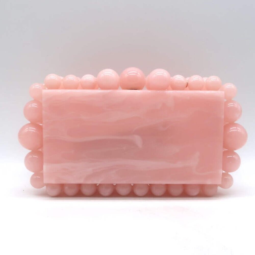 Cult Gaia Eos Box Clutch Pearlescent Pink Acrylic NEW - Picture 7 of 12